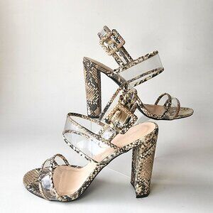 Snake Print heels chunky Animal Print shoes Size 10